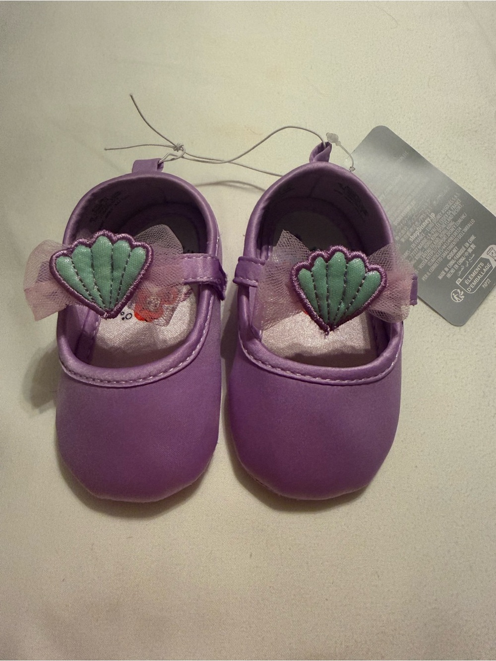 NWT Disney Ariel Baby Shoes with Mint Shell Accent